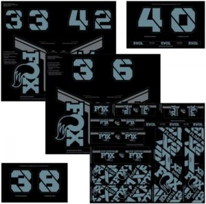 FOX FOX Decal 2021 AM Custom, Fork and Shock Kit, Storm Blue - stylisches Tuning für Fahrwerk