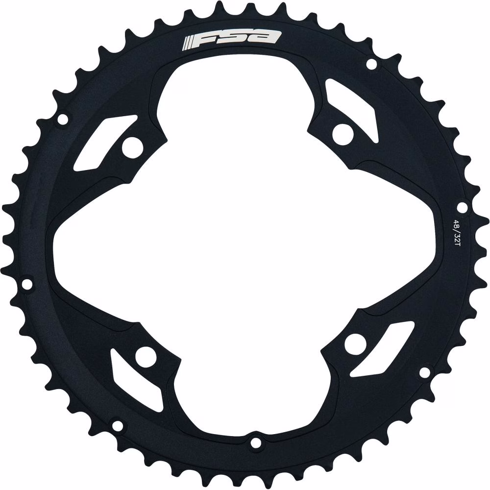 FSA Kettenblatt Road Pro 4-Arm 2x 120 mm x 46 T Schwarz - präzises Schalten für Rennräder