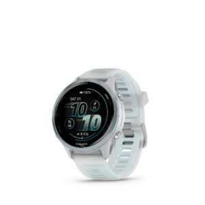 Garmin Forerunner® 570 - 42 mm GPS Laufuhr für Triathlon & Training mit AMOLED-Display & 20mm Silikon-Schnellwechsel-Armband ⌀ 42mm Gehäuse steinweiss/cloud blue Aluminium