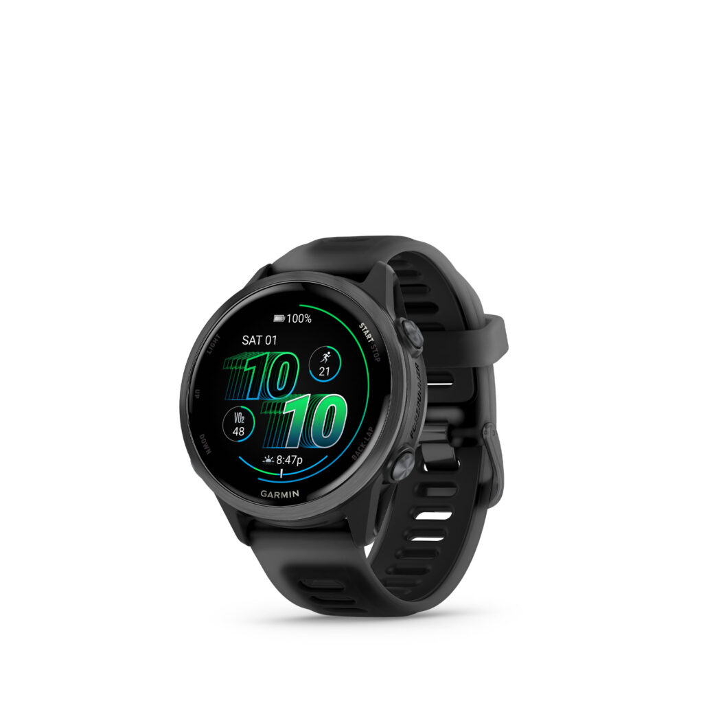 Garmin Forerunner® 570 - 42 mm GPS Laufuhr für Triathlon & Training mit AMOLED-Display & 20mm Silikon-Schnellwechsel-Armband ⌀ 42mm Gehäuse schwarz/schiefergrau Aluminium