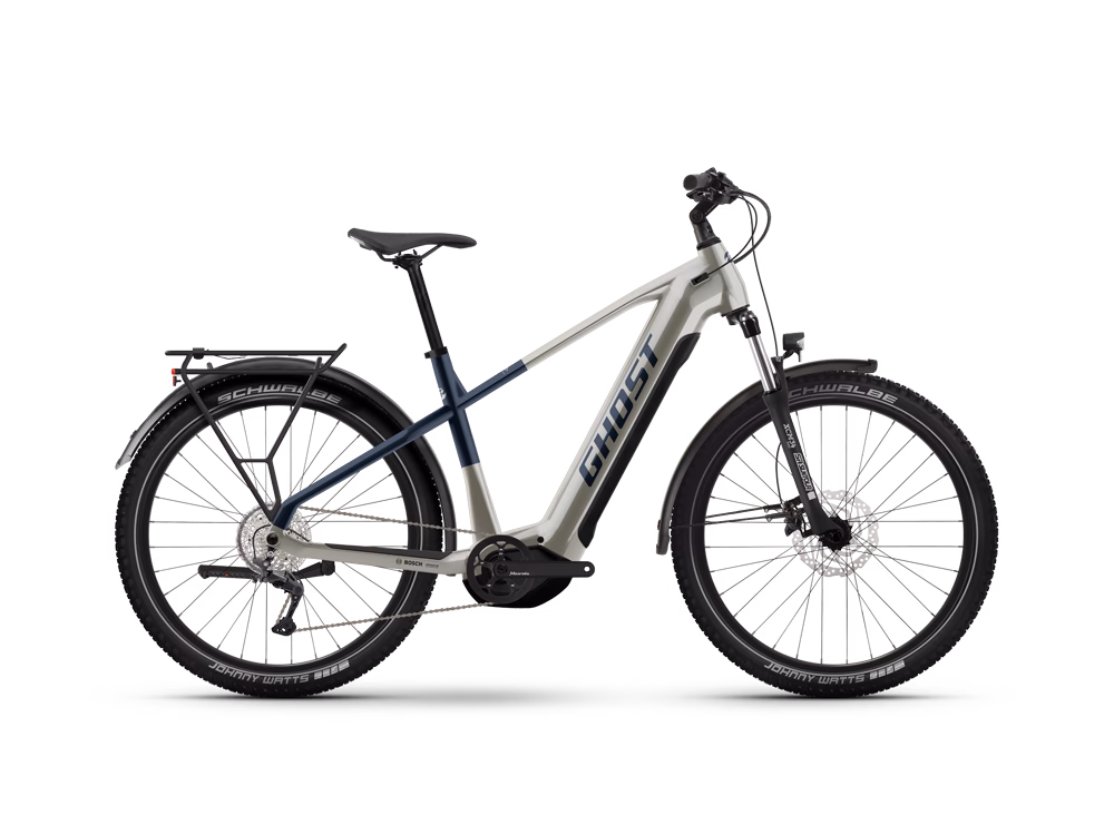 Ghost E-Teru B Universal EQ High | Trekking E-Bike | 27,5" | 625Wh Bosch CX | perlengrau / dunkelblau Größe: 50 cm