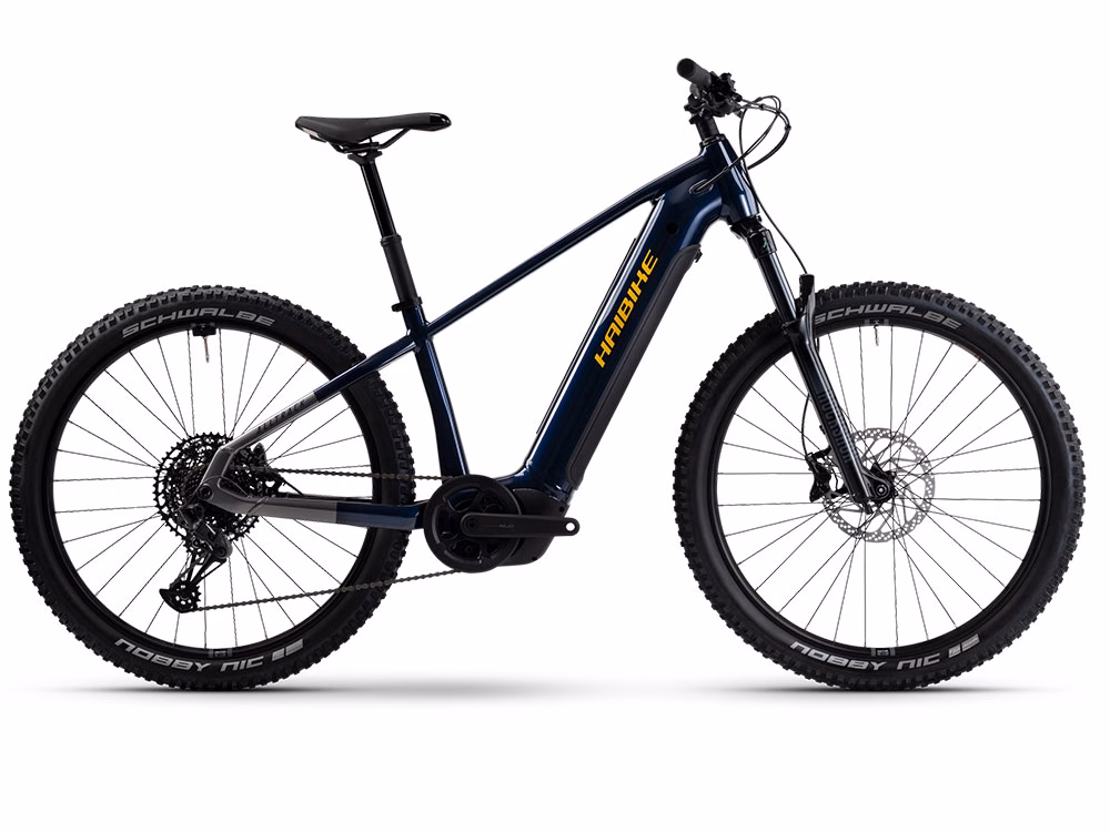 Haibike AllTrack 10 | E-Mountainbike | 27,5" | 800Wh Bosch CX | blau / titan / gelb Größe: 40 cm