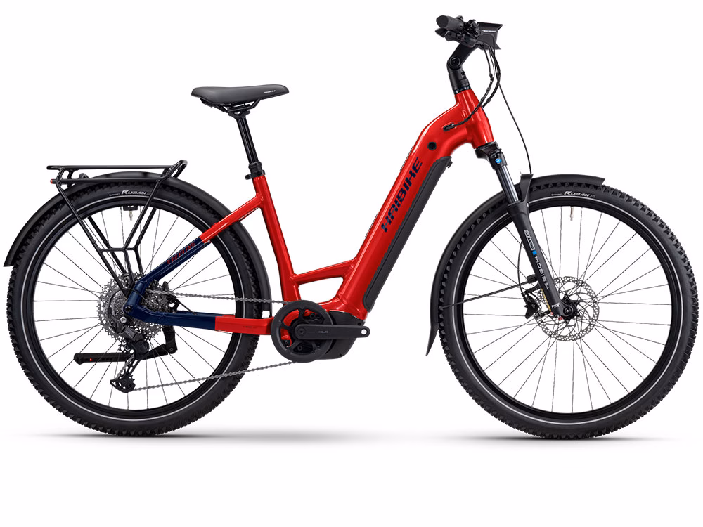 Haibike Trekking 7 Low | Trekking E-Bike | 27,5" | 800Wh Bosch CX | dynamitrot / blau Größe: 50 cm