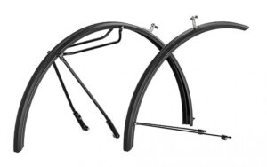 Hebie Alumee 28" Schutzblechset, 52mm, schwarz, Aluminium, integrierte Gepäckstrebe, UV-beständig, wetterfest, für Reifen 36-622 bis 47-622