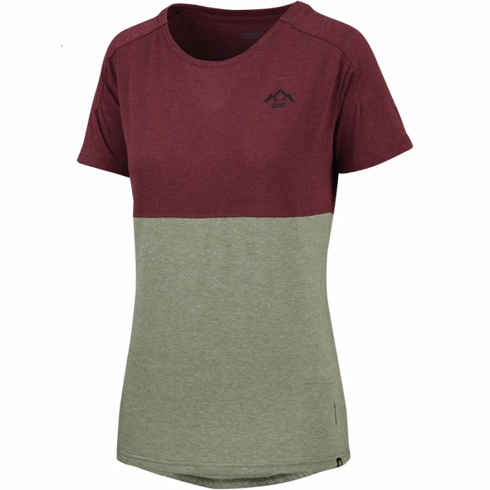 IXS Sports Division iXS Flow Women Mountain Tech Tee 36 Raisin/Olive - atmungsaktives Bike-Shirt
