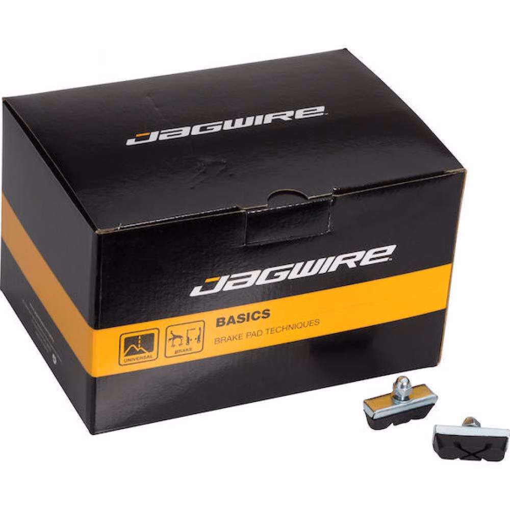 Jagwire Bremsschuhe Mountain Basic 50 mm Schwarz/silber - zuverlässige Allwetter-Bremsleistung