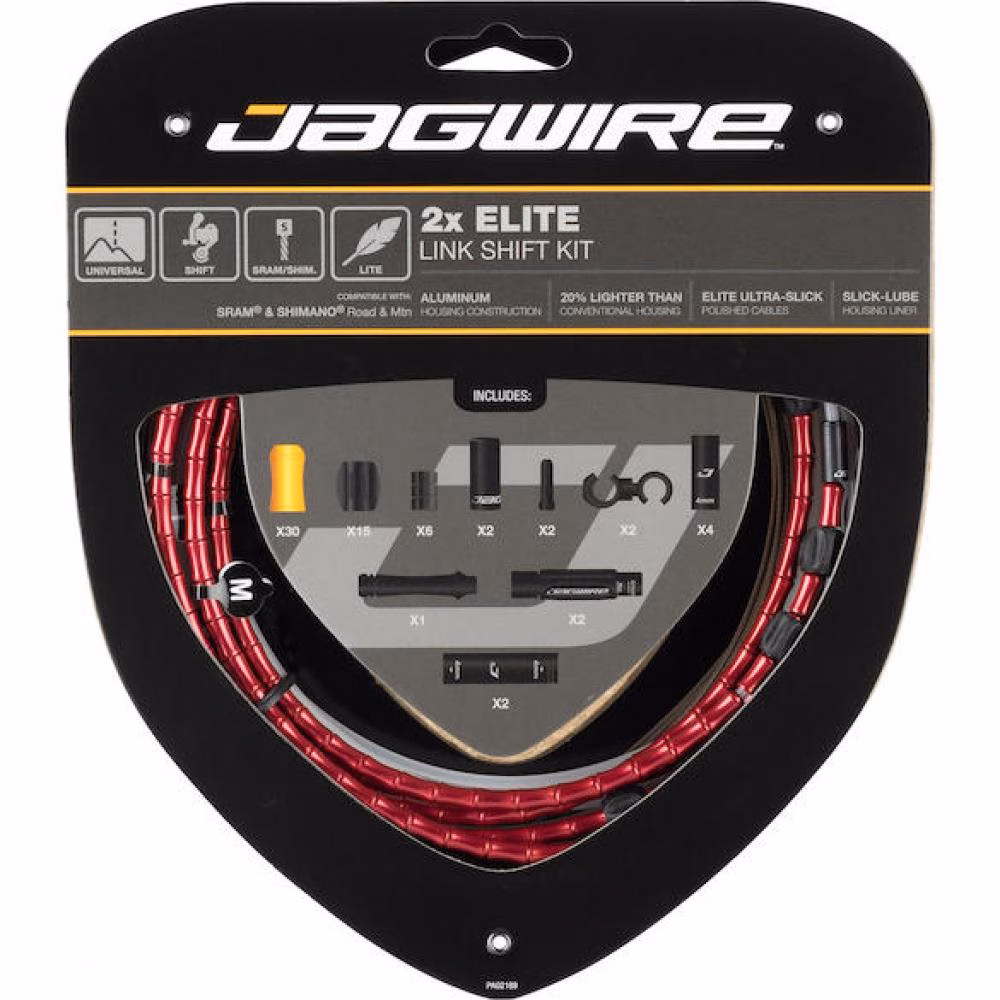 Jagwire Elite Link 2x Schaltzugset Road & Mountain - Kompressionsfreie Schaltperformance in Rot