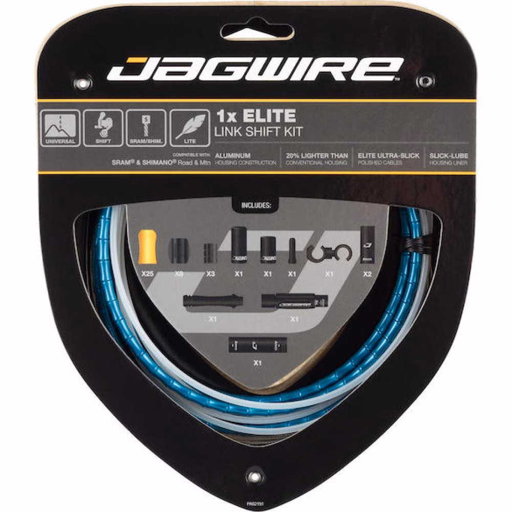Jagwire Schaltzugset Road & Mountain Elite Link 1x Blau - Kompressionsfreie Schaltperformance