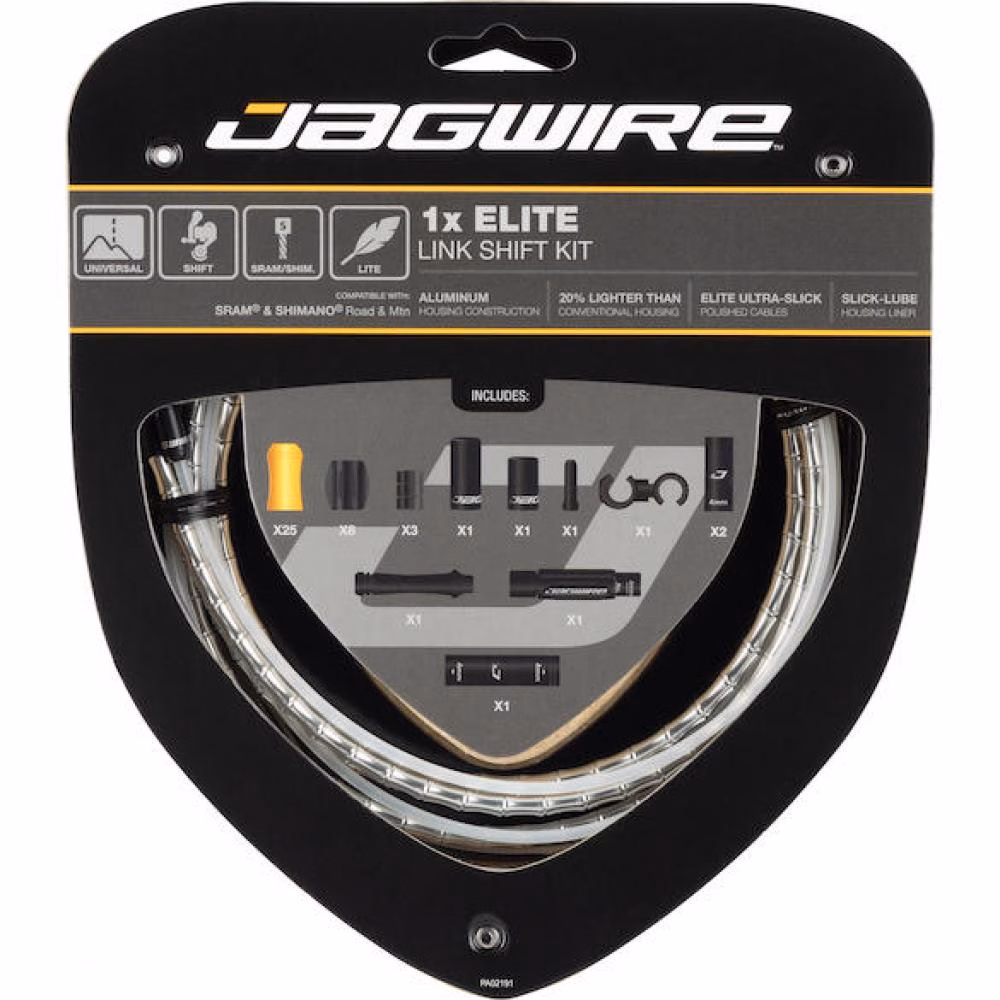Jagwire Schaltzugset Road & Mountain Elite Link 1x Silber - kompressionsfreie Schaltperformance
