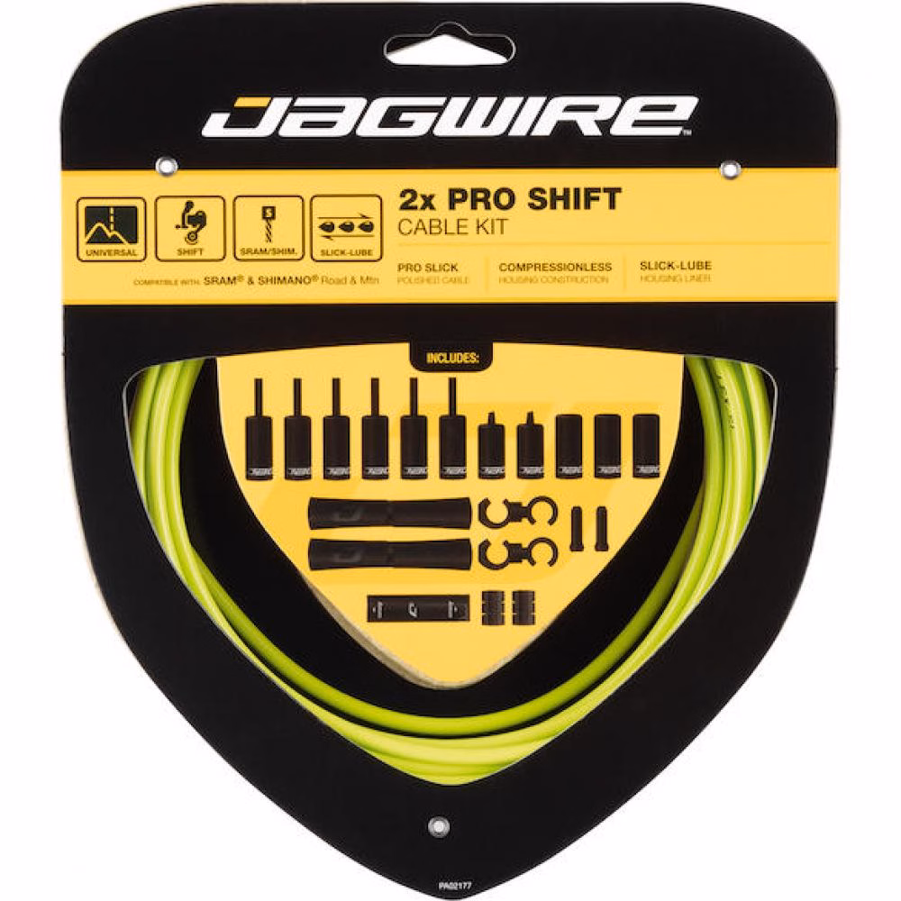 Jagwire Schaltzugset Road & Mountain Pro 2x Grün - Höchste Schaltpräzision