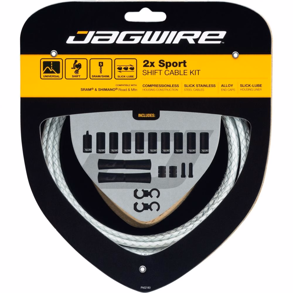 Jagwire Schaltzugset Road & Mountain Sport Universal Weiß geflochten - präzise Schaltperformance