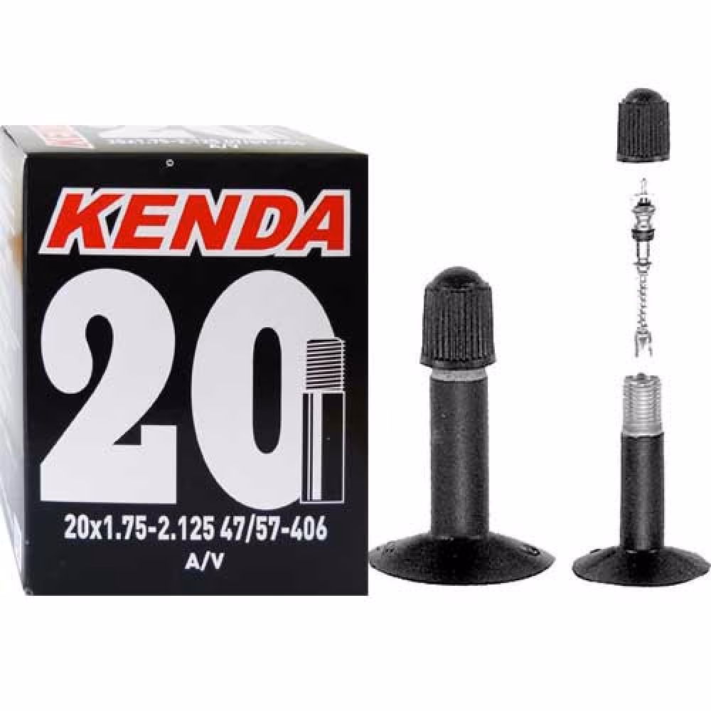 Kenda Fahrradschlauch 20x1.75-2.125 AV35 47-57/406 ETRTO 516307 hochwertiger Butyl-Gummi, Autoventil 35mm, passend für BMX und 20-Zoll-Räder