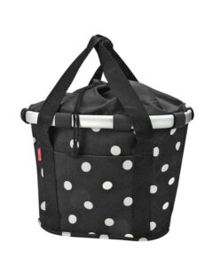KLICKfix Fahrradkorb Fahrradtasche Bikebasket Reisenthel black dots 28x26x35 cm