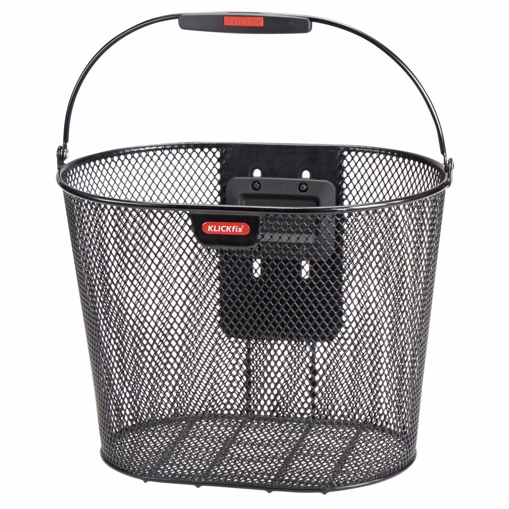 KLICKfix Fahrradkorb Oval Plus hoch schwarz 25x36x27 cm
