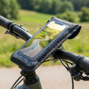 KLICKfix Phone Bag Light S mit Adapter transparent schwarz mit Drehkupplung