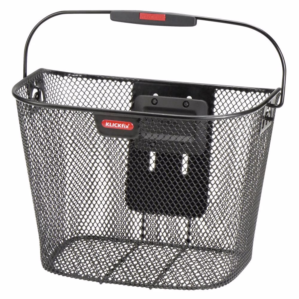 KLICKfix Uni Fahrradkorb schwarz Lenkerkorb 16 L, feinmaschig, höhenverstellbar, mit Adapterplatte
