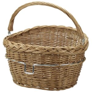 KLICKfix Weidenkorb braun 40x31x30 cm, Naturweide, klappbarer Griff, verchromter Adapterbügel, 18 Liter, für Lenkeradapter, max. 7 kg Belastung