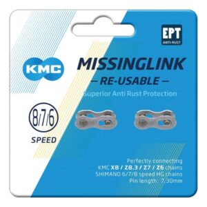 KMC 7/8R EPT 8-fach Missing Link Kettenschloss - Wiederverwendbarer Kettenverschluss für 7/8-Gang Fahrradketten