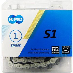 KMC S1 Wide RB 1s Kette 112 Glieder matt silber - robuste Singlespeed-Fahrradkette