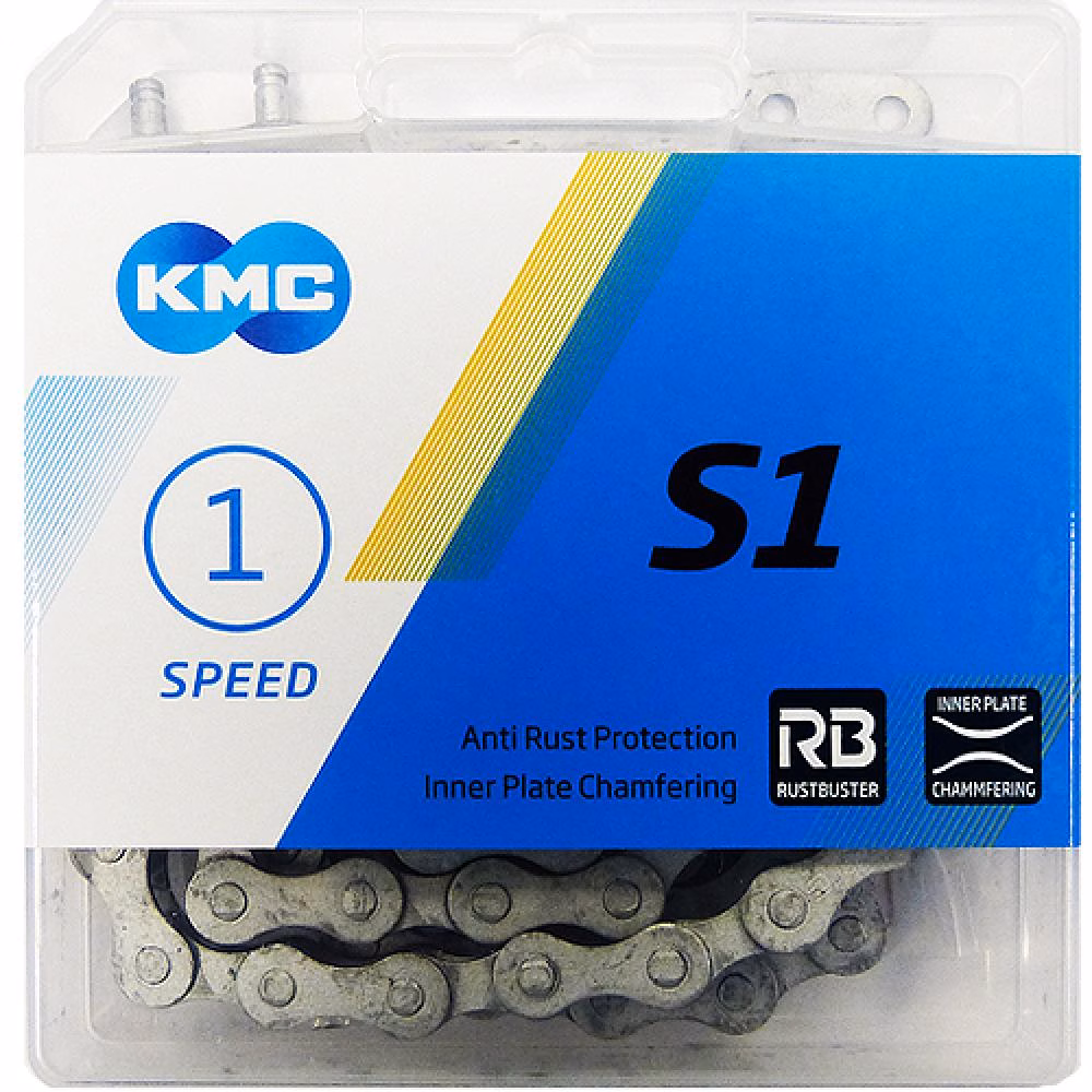 KMC S1 Wide RB 1s Kette 112 Glieder matt silber - robuste Singlespeed-Fahrradkette