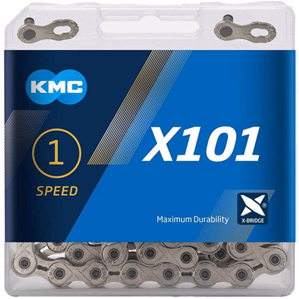 KMC X101 1s Kette 112 Glieder silber - robuste Singlespeed-Fahrradkette