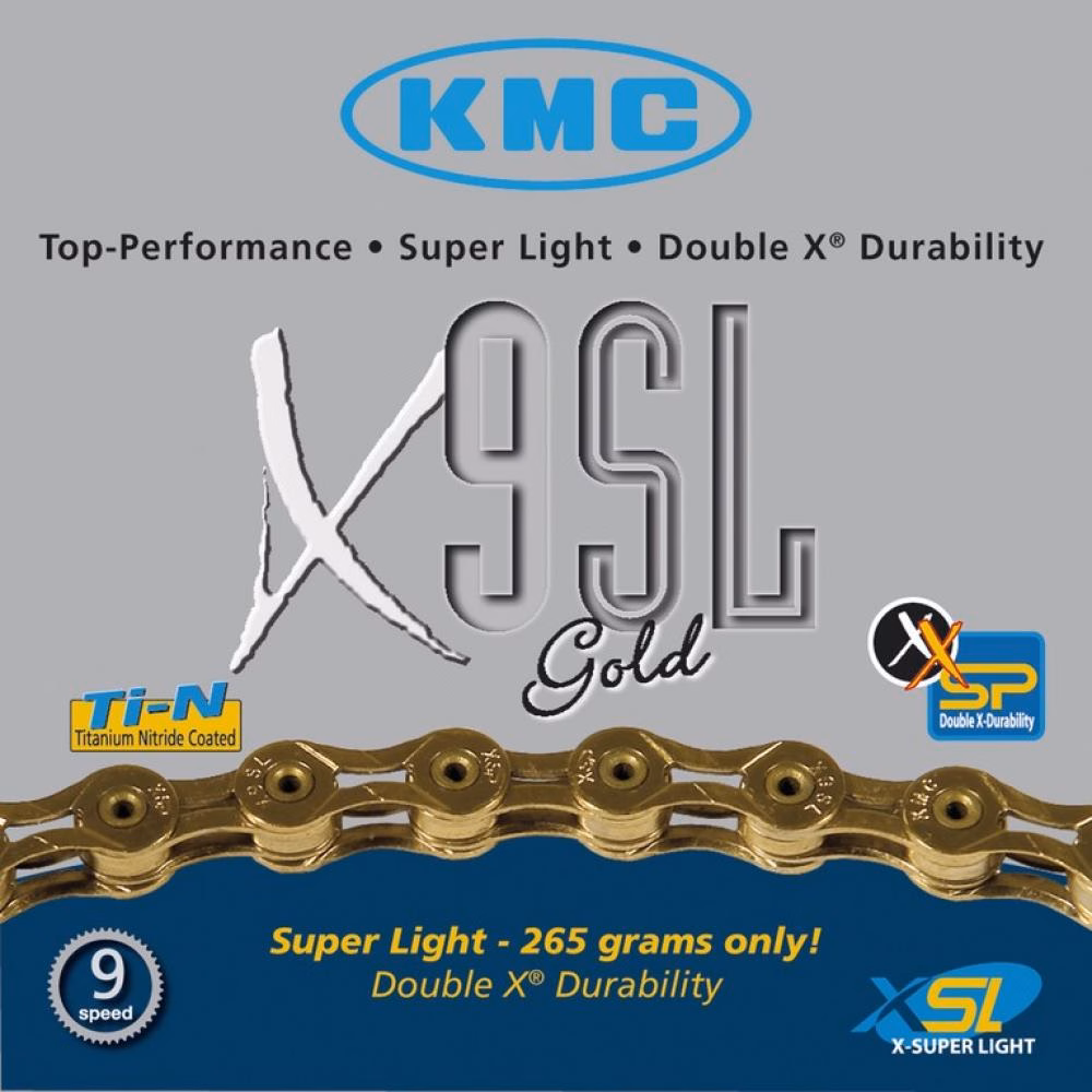 KMC X9SL Schaltungskette 9-fach 1/2" x 11/128" Grau - Titan-Nitrid, 114 Glieder, 237 g