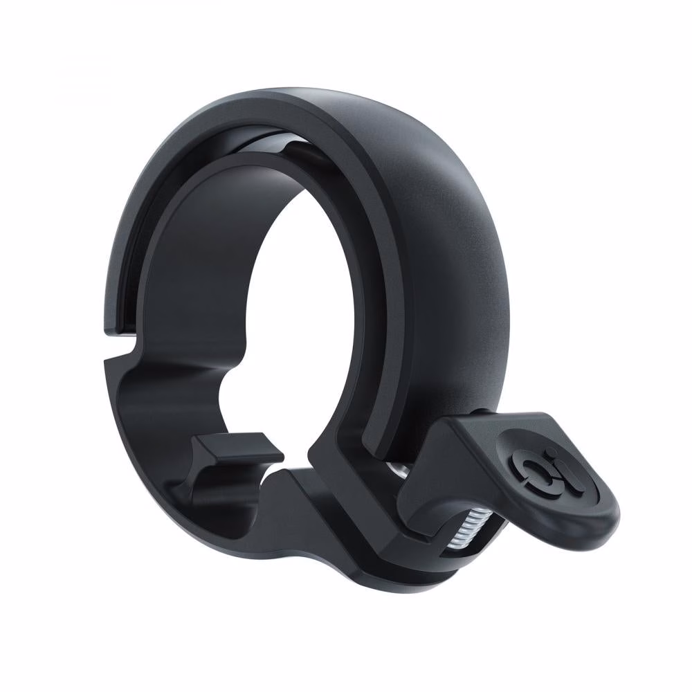 Knog Fahrradklingel Oi Classic groß, matt schwarz, passend für Lenkerdurchmesser 23,831,8 mm, stilvolles Design, klarer Klang, perfekt für City- und Trekkingräder