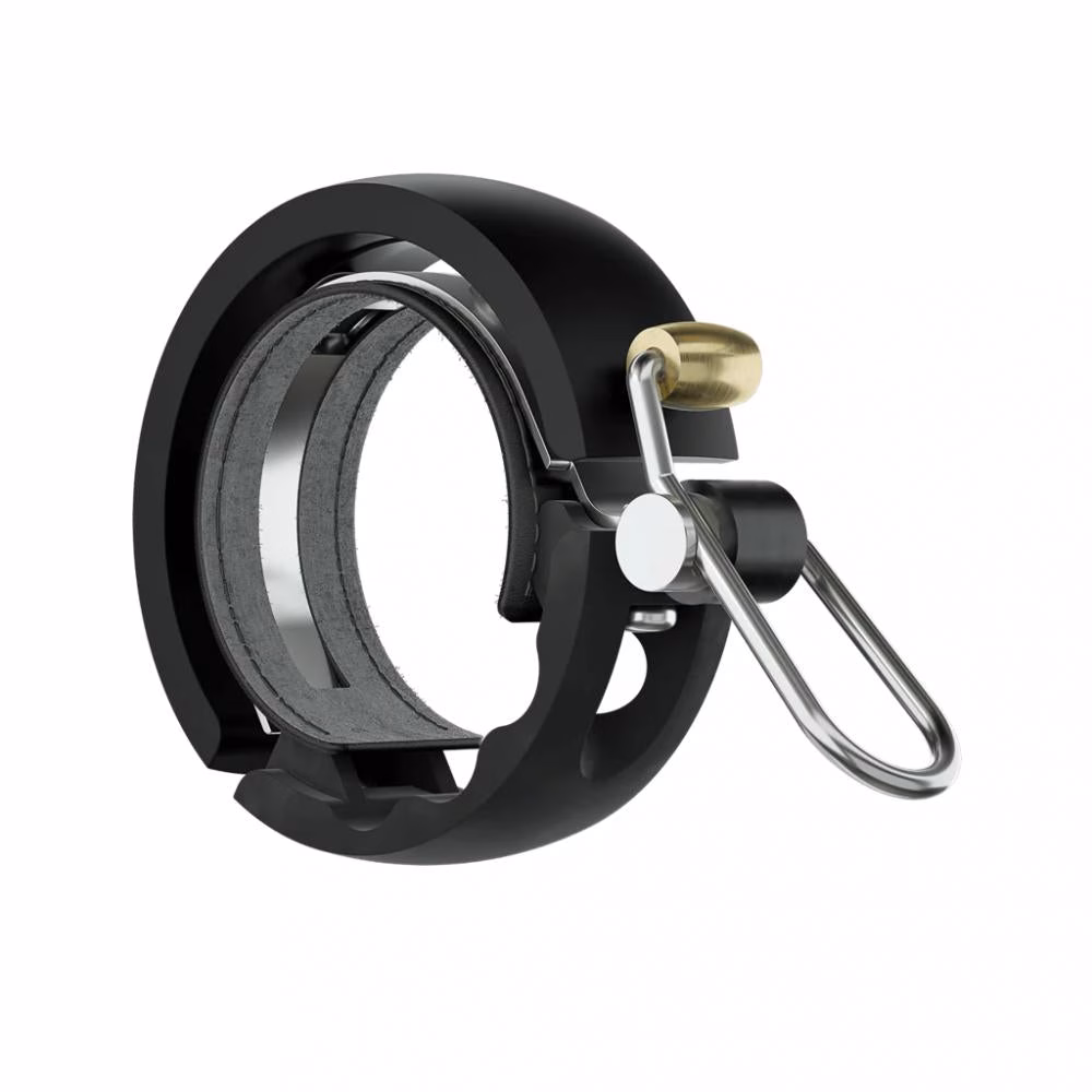 Knog Oi Luxe Fahrradklingel groß 23.8 - 31.8mm mit Kabelführung matt schwarz