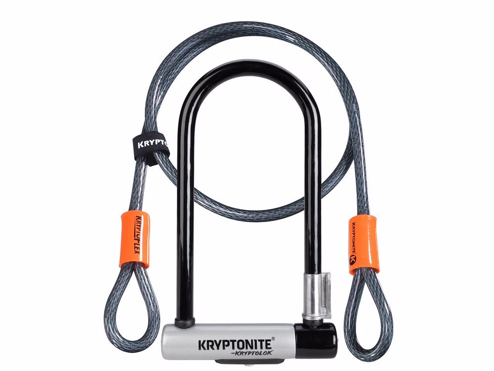 Kryptonite KryptoLok Serie 2 Standard Bügelschloss + KFlex 120cm Endschlaufenkabel