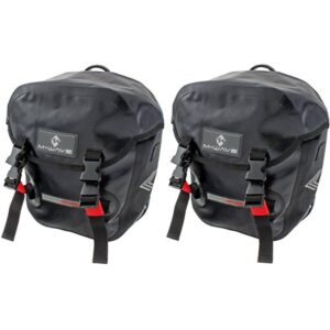 M-Wave Fahrradtaschen MANITOBA Set - 2 Seitentaschen je 12,5 Liter, wasserdicht, reflektierend, schwarz