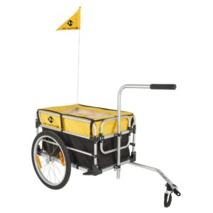 M-WAVE Stalwart Carry Fold 1 - faltbarer Gepäck-Fahrradanhänger, Aluminium, 45 kg Tragkraft, 90 Liter Tasche, 20" Schnellspannräder