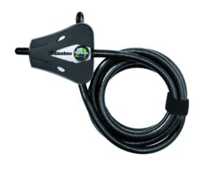 Master Lock Kabelschloss Python 8418 mit verstellbarem Verschlussmechanismus & 2 Schlüssel Kabeldicke 8mm Länge 1800mm Farbe schwarz Gewicht ca.400gr