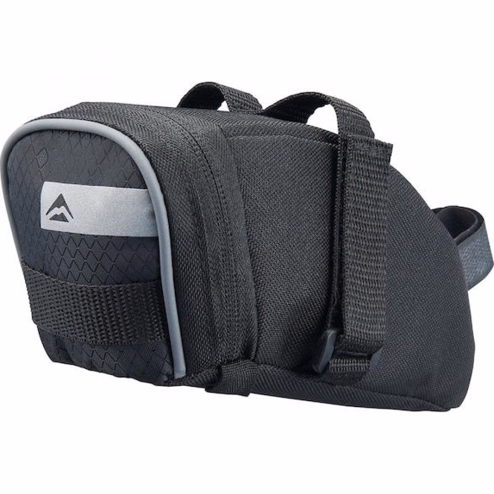 Merida Satteltasche STRIPE S Schwarz/Grau - Klettverschluss, spritzwassergeschützt