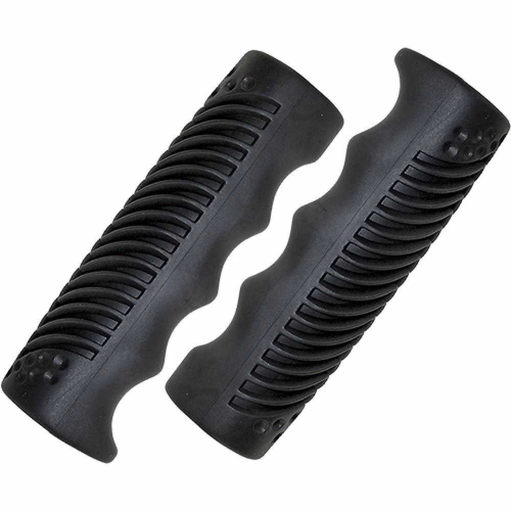 Messingschlager Griffe 110 mm schwarz - ergonomische Fahrradgriffe aus rutschfestem Gummi, komfortabler Halt, vibrationsdämpfend 1 Paar