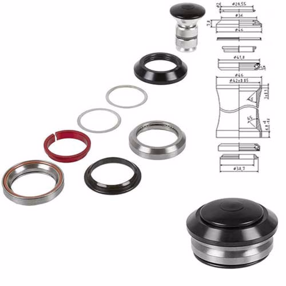 Messingschlager, Steuersatz 1 1/8" Ahead, integrated 41.8 schwarz, 45°, 390514