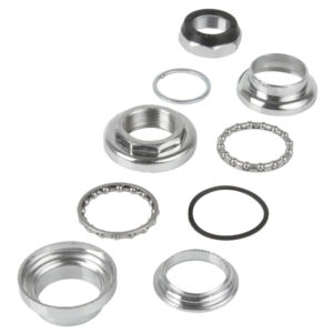 Messingschlager Steuersatz 1" Gewinde Stahl verchromt - EC30/25,4 oben EC30/27 unten, außenliegende Kugellager, Ko 27 mm, silber