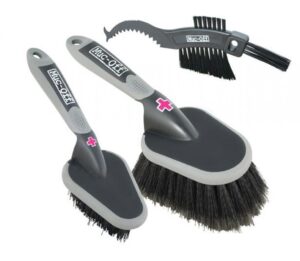 Muc-Off 3x Brush Set - Premium Bürstenset für Fahrradreinigung, 3-teilig, Schwarz