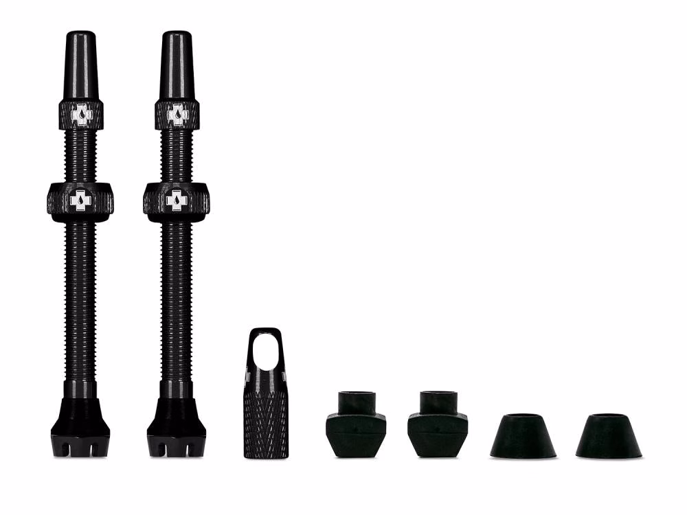 Muc-Off Tubeless Valve Kit V2 Universal 60 mm, Presta-Ventile, 7075 Alu, Tyre-Insert Airflow, schwarz