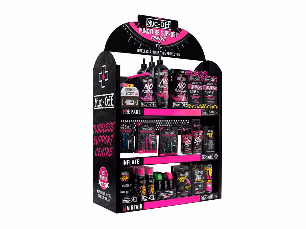 Muc Off P.I.M. Slatwall Display Schwarz - Professionelle Zubehörpräsentation