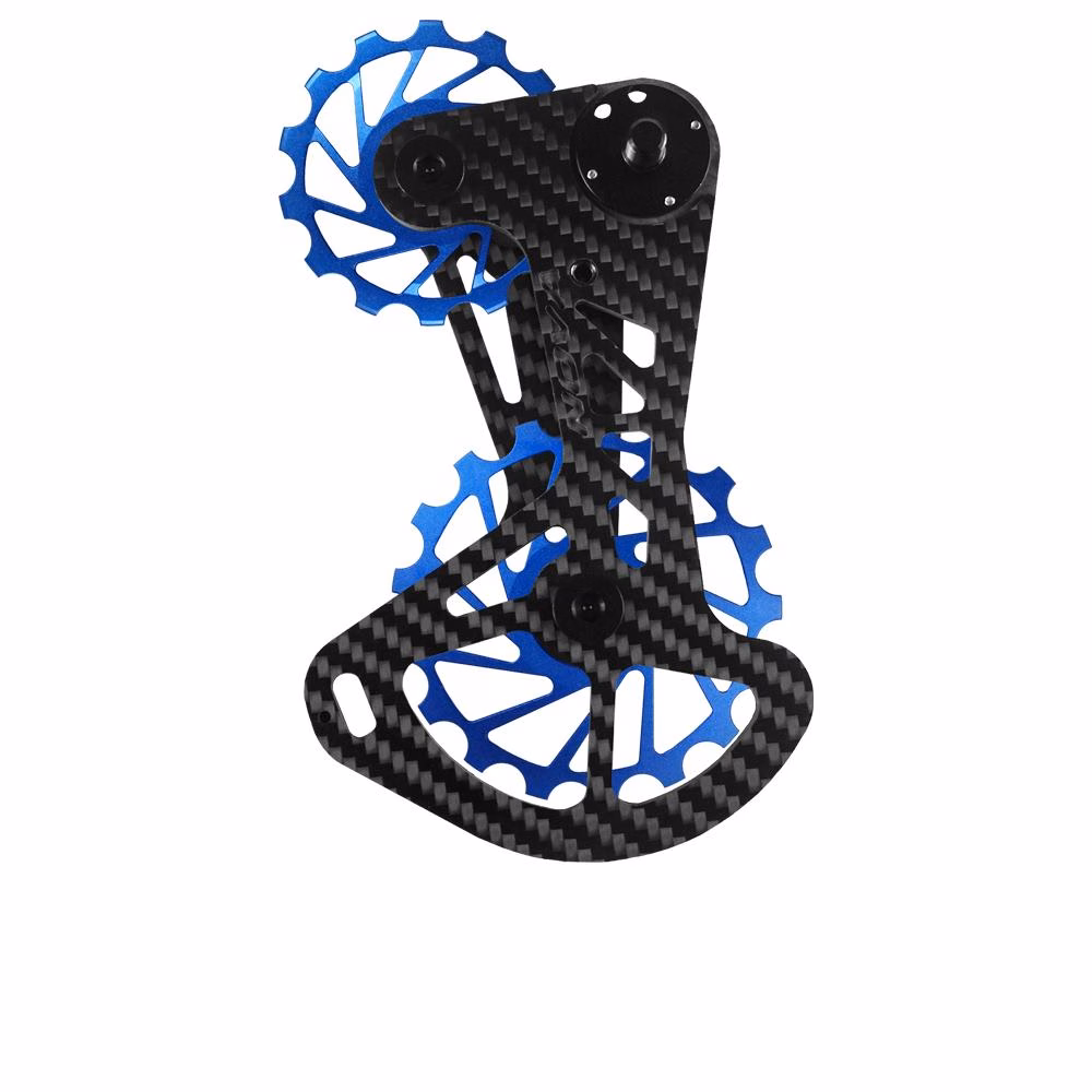 Nova Ride CCD 12s Oversized Derailleur Cage Blau - Carbon Schaltwerktuning für SRAM & Shimano