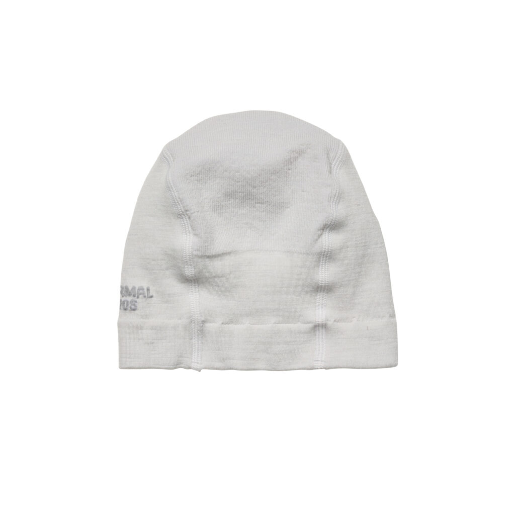 Pas Normal Studios Logo Merino Knit Beanie Fahrrad Unterhelmmütze One Size misty grey