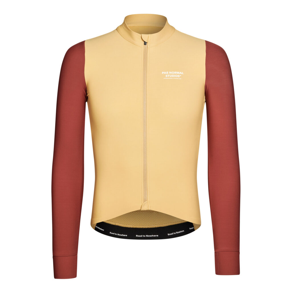 Pas Normal Studios Men's Mechanism Long Sleeve Jersey Langarm Fahrradtrikot Herren M camel / maroon