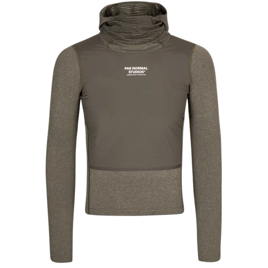 Pas Normal Studios Men's Thermal Hooded Windproof Base Layer Langarm Funktionsunterhemd mit Kapuze XL dark stone