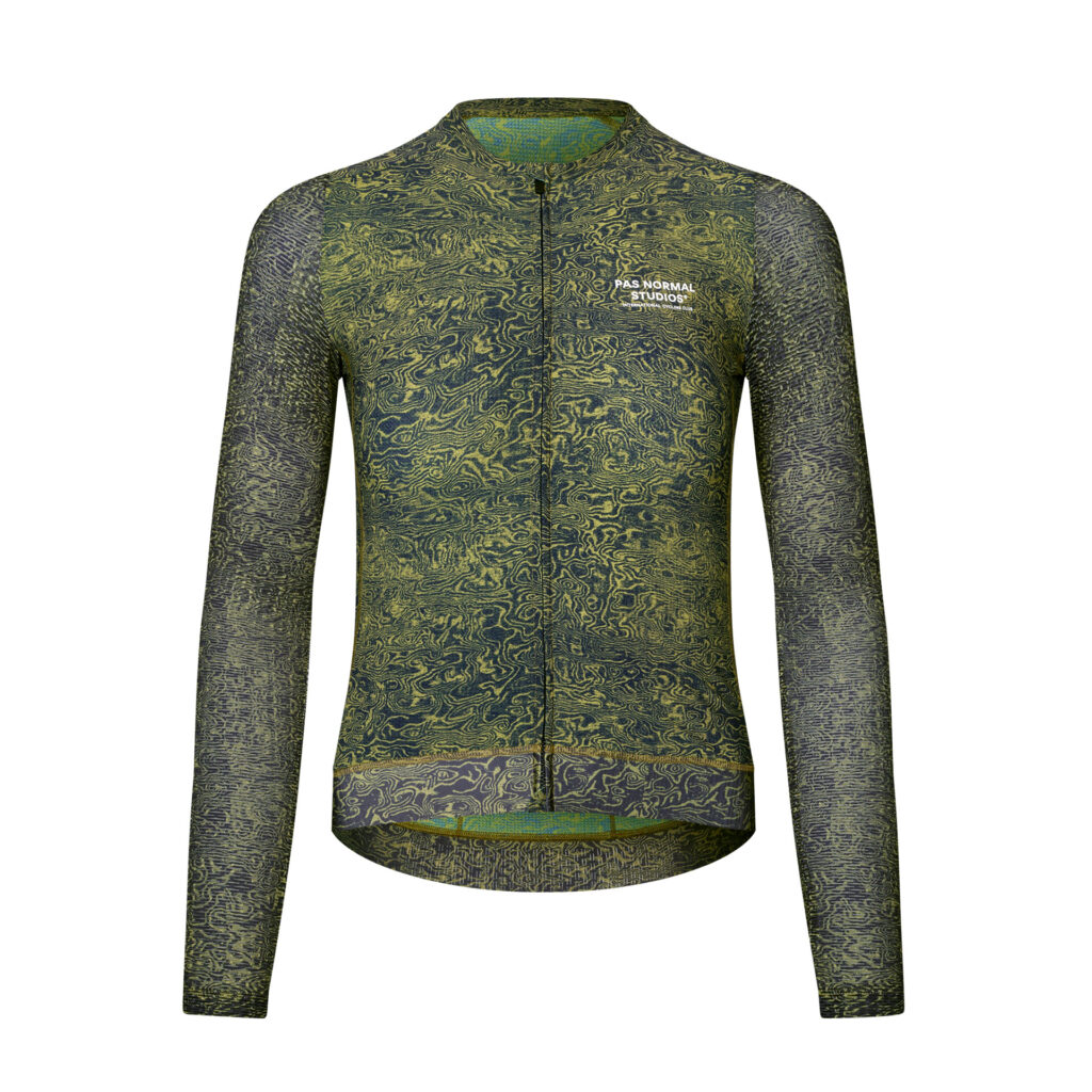 Pas Normal Studios Women's Essential Light Long Sleeve Jersey Langarm Fahrradtrikot Damen XS aop grain dark lime
