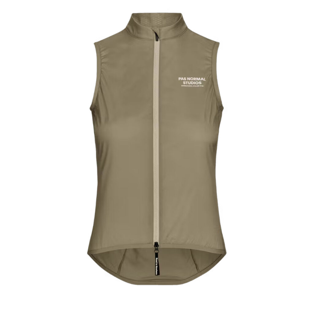 Pas Normal Studios Women's Mechanism Stow Away Gilet Fahrrad Windweste Damen L beige