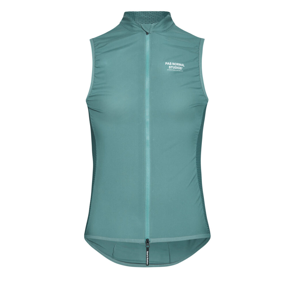Pas Normal Studios Women's Mechanism Stow Away Gilet Fahrrad Windweste Damen S grey teal