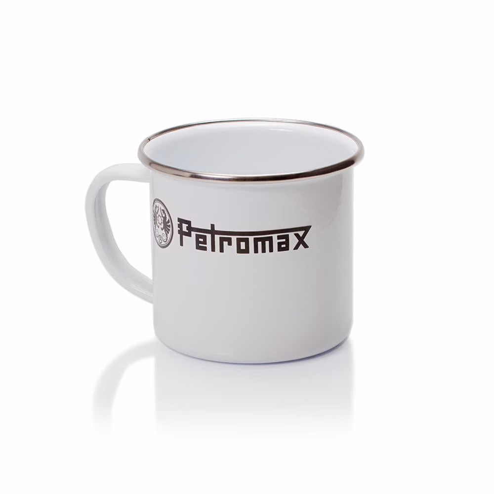 Petromax Emaille-Becher Weiß 300 ml Leichter, robuster Outdoor-Kaffeebecher, hitzebeständig, kratzfest, ideal für Camping und Trekking