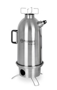 Petromax Feuerkanne Edelstahl 1,5 l Autarker Outdoor-Wasserkocher mit Doppelwand, schneller Erhitzung durch Kamineffekt, ideal für Camping und Trekking