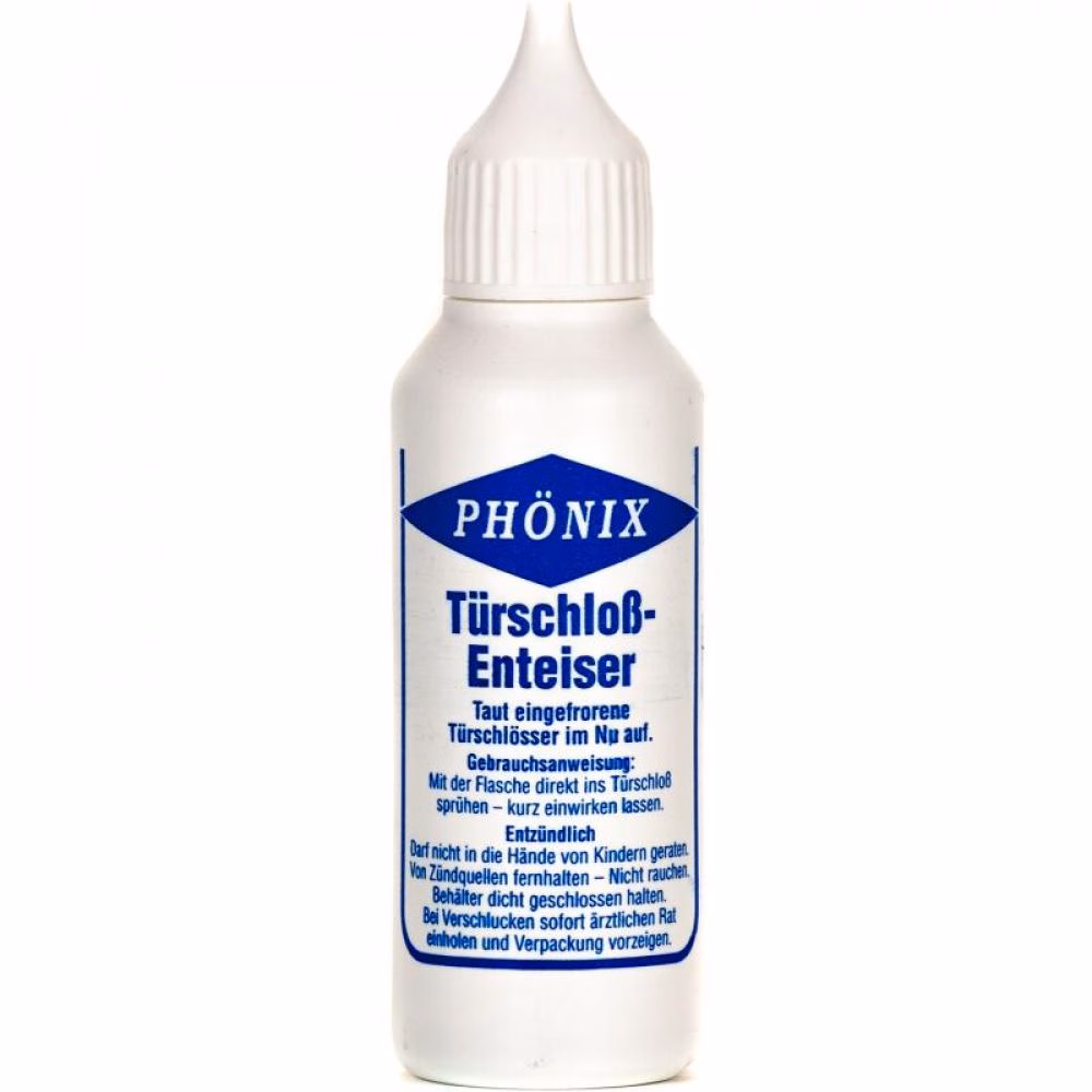 Phönix Türschloss-Enteiser 50 ml  Taut eingefrorene Türschlösser im Nu auf, schützt vor schneller Neuvereisung, einfach direkt ins Schloss sprühen, ideal für Autotüren