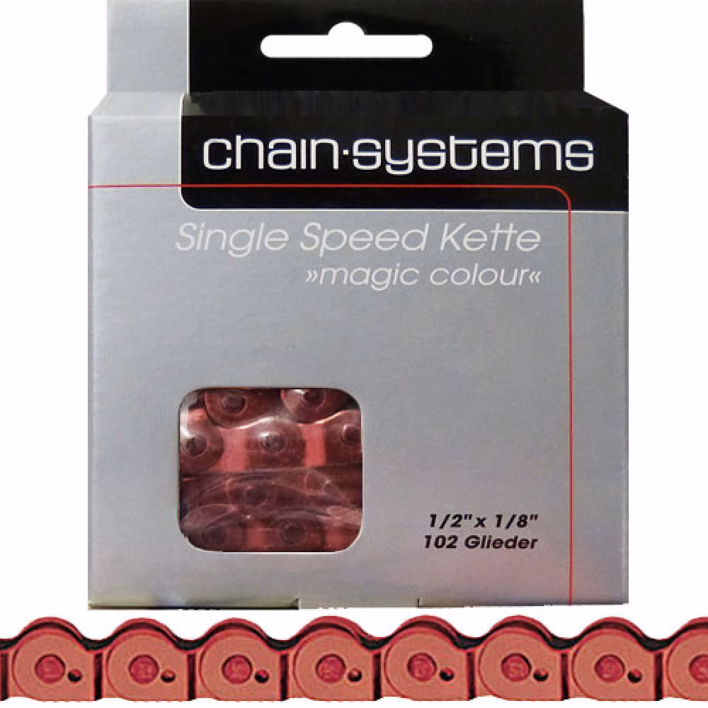 Point Kette Magic Colour rot für Single Speed 1/2x1/8Zoll 102 Glieder 6,6mm BMX Trial